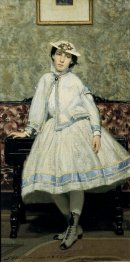 Portrait Of Alaide Banti In White Dress 1866