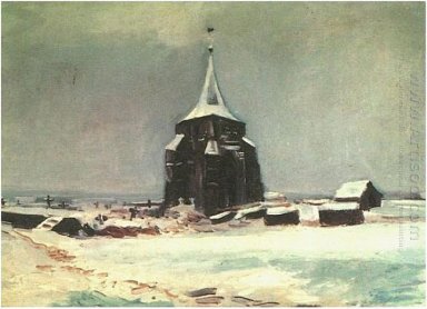 Der alte Friedhof Turm Am Nuenen im Schnee 1885