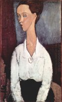 Portret van lunia czechowska in witte blouse 1917