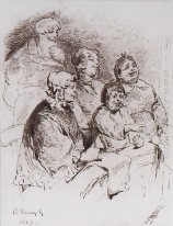 Händler Familie im Theater 1869