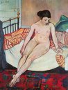 Nude con una coperta a righe 1922