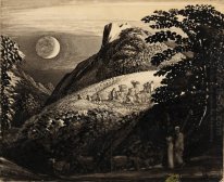 The Harvest Moon. Menggambar untuk 'A Adegan Pastoral' 1832
