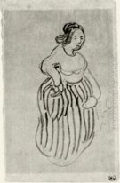 Woman With Striped Skirt 1890