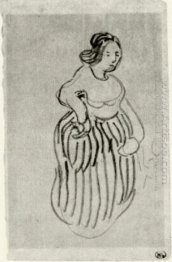 Woman With Striped Skirt 1890