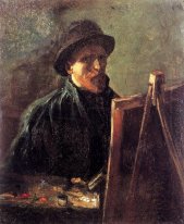 Autorretrato con sombrero de fieltro oscuro en el caballete 1886