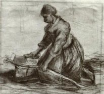 Peasant Woman Knästående med Chopper 1885