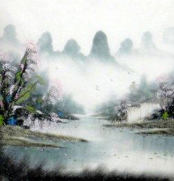 Lake, Mountains - Chinese Painting