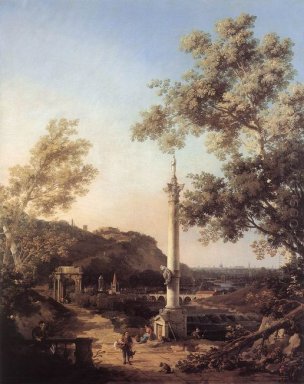 capriccio paisaje del río con una columna