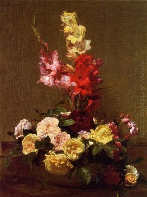 Gladiolen und Rosen 1881