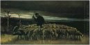 Herde med en flock av får 1884