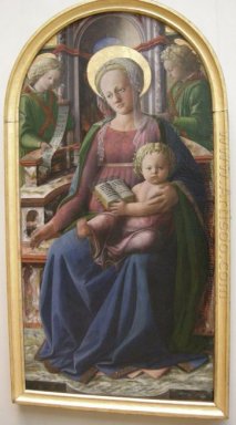 Thronende Madonna und Kind mit zwei Engeln