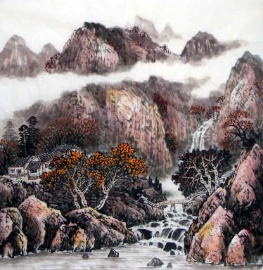 Um Pátio na Montanha - Pintura Chinesa