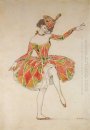 Conception du costume de Columbine Pour Anna Pavlova En Harlequi