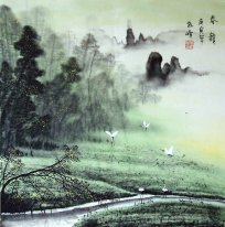 Пейзаж с рекой - китайской живописи