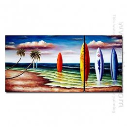 Hand-painted Landscape Oil Painting - Set of 2