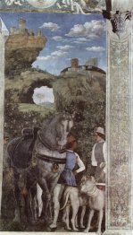 Horse and groom with hunting dogs, from the Camera degli Sposi o