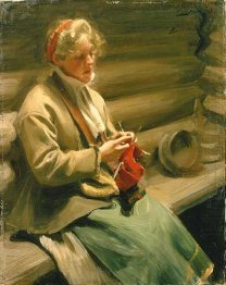 Girl knitting