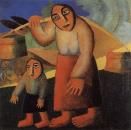 Peasant Woman With Buckets And A Child