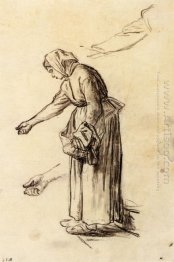 Study For A Woman Feeding Chickens 1859