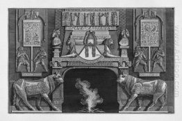 Fireplace In Egyptian Style On Each Side Of A Sacred Cow In Prof