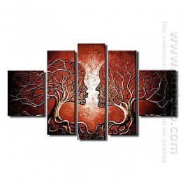 Hand-painted Abstract Oil Painting - Set of 5