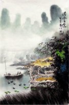 Un barco en el río - la pintura china