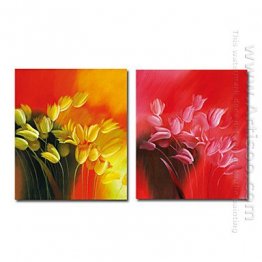 Hand-painted Floral Oil Painting - Set of 2