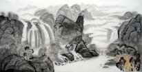 Paysage avec chute d'eau - peinture chinoise