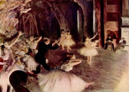 the rehearsal of the ballet on stage