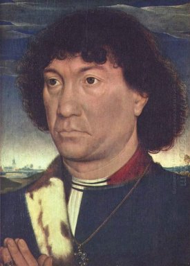 Портрет мужчины на молитве перед Пейзаж 1480