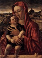 Madonna With Child Standing On A Parapet