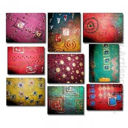 Hand-painted Oil Painting Abstract Oversized Square - Set of 9