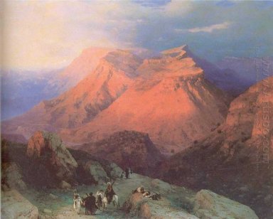 Mountain Village Gounib Au Daghestan View From The East 1869