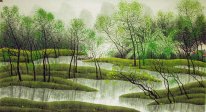 Trees, river - Chinese Painting