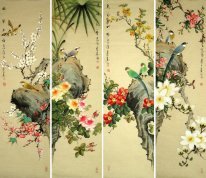 Birds&Flowers - (Four Screens) - Chinese Painting