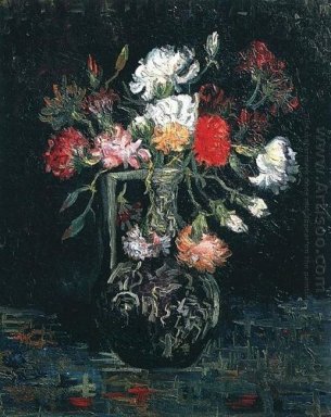 Vase avec des oeillets blancs et rouges 1887