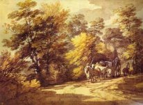 Wooded Landscape With A Waggon In The Shade