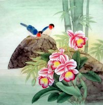 Bamboo & Birds - Peinture chinoise