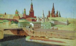 view of the moskvoretsky bridge the kremlin and the pokrovsky ca