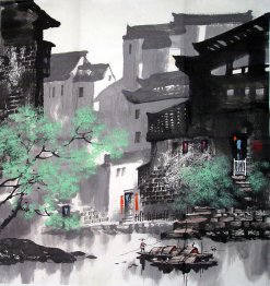 A small village - Chinese Painting