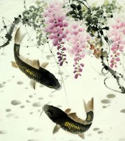 Fish & Blumen - chinesische Malerei