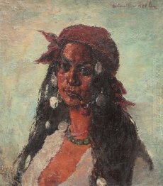 Gypsy Woman with Necklace and Pipe