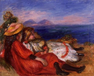 Zwei kleine Mädchen auf dem Strand 1895