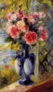 Bouquet di rose in un vaso blu 1892