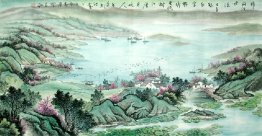 Boats on the lake - Chinese Painting