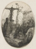 Cristo crucificado entre os dois ladrões Uma Placa Oval 1641