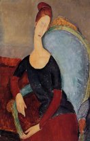 Portret van jeanne hebuterne in een blauwe stoel 1918