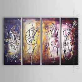 Hand-painted Abstract Oil Painting - Set of 4