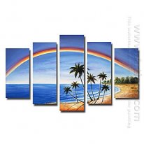 Tangan-Dicat Landscape Oil Painting - Set Dari 5