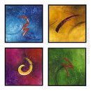 Hand-painted Abstract Oil Painting - Set of 4